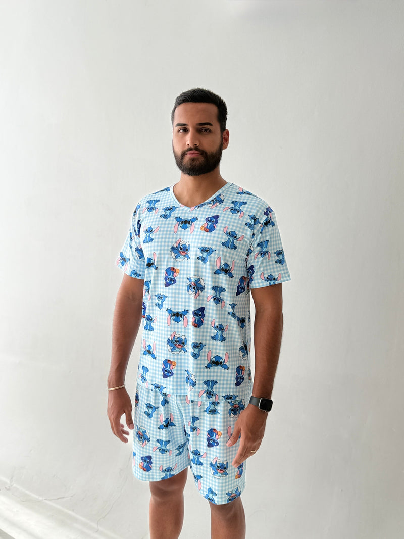 Kit Família - Pijama Estampa Stitch Azul