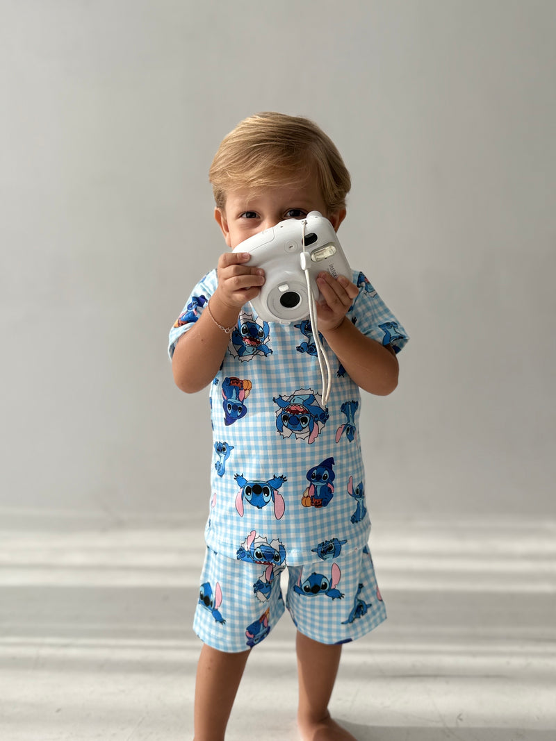 Kit Família - Pijama Estampa Stitch Azul