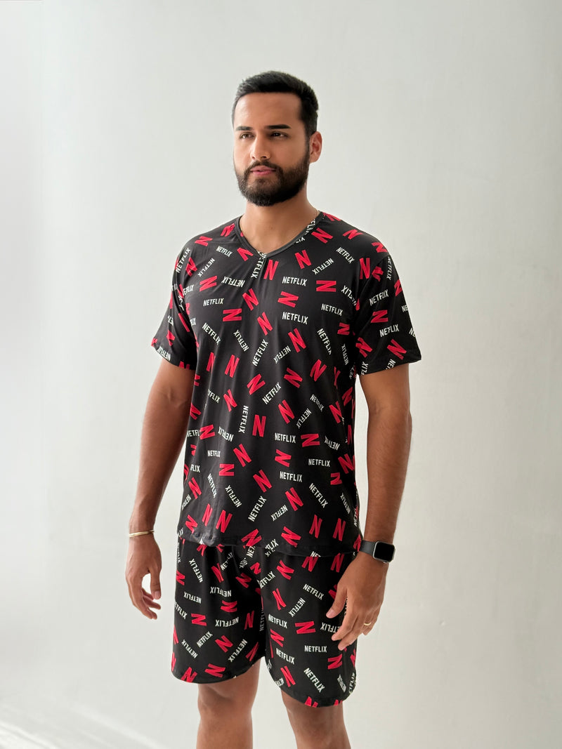 Kit Família - Pijama Estampa Netflix Preto